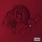 Jersey Layer with Wrap and Hairband SR058 | Set of 3 | Cherry